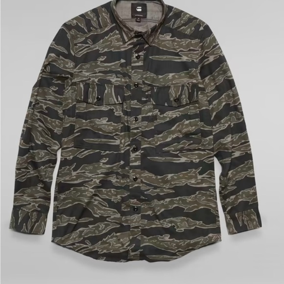 G-Star RAW Camouflage Button Down Shirt Sz S Men’s Long Sleeve - Picture 1 of 5